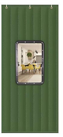 Raumteiler Vorhang, Türvorhang kälteschutz, Mit PVC-Sichtfenster, Zum Warmhalten im Winter(Green,47.2 X 78.7in(120 X 200cm))