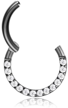 Lantine 16g/18g Septum Piercing Zirkonia Nasenpiercing Daith Rings 6/8/10mm | Lantine Silber Gold Rosegold Schwarze Septum Segmentring Clicker Nasenring Chirurgenstahl Helix Tragus Rook Ohr Piercing