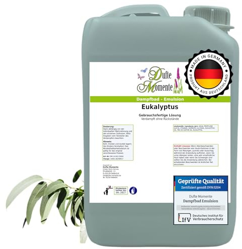 Dufte Momente Dampfbad-Emulsion 3 Liter Eukalyptus | gebrauchsfertig | Hochwertige Formel | Für gewerbliche Dampfbäder, Thermen & Spas