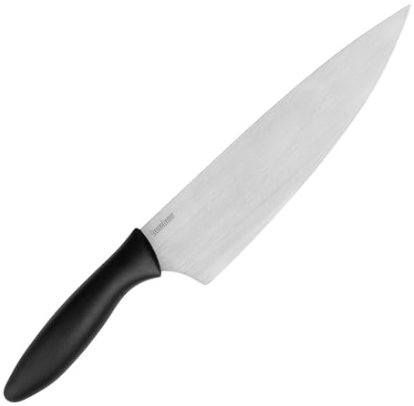 Kershaw 8” Chef’s Knife, Black, 8 Inch Stainless Steel Drop Point Plain Edge Blade, Included Sheath, Comfortable Handle, All Purpose Chef Knife for Meat, Fruit, Vegetables and More