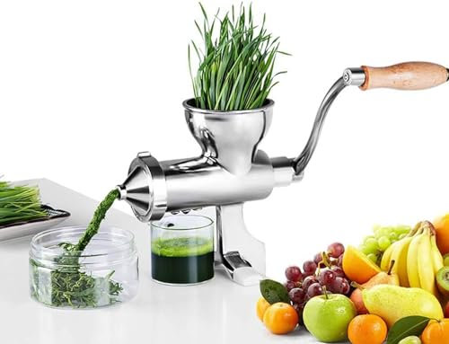 Manuelle Weizengraspresse aus Edelstahl für Obst Gemüse Zitrusfrüchte Orangensaft Presse Extraktor Multifunktionaler Schneckenpresse Slow Squeezer