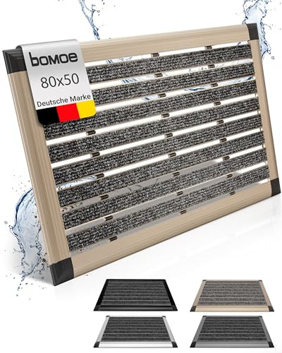 bomoe Fussabtreter Aussenbereich Alu Fußmatte Haustür Schuhabstreifer | 50x80cm Champagner Gold Fußabtreter Außen Eingangsmatte Alu-Fußmatten Fußabstreifer Schuhabtreter Farbe Türmatte AluGant