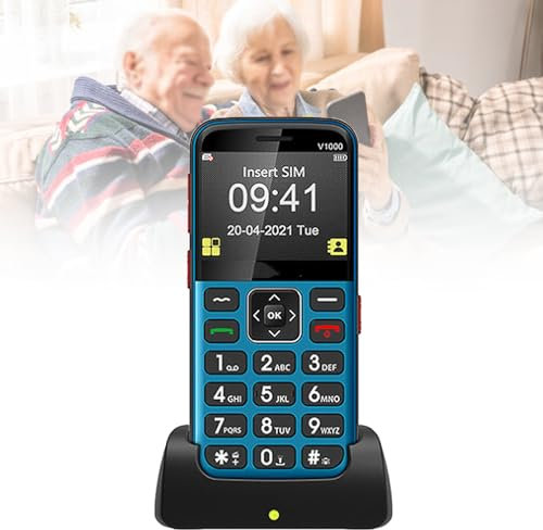 Telefoni Cellulari di Base per Anziani e Bambini, Telefoni Stupidi Sbloccati, Telefoni Cellulari Senza Internet - con Pulsanti Grandi, MP3, MP4, Fotocamera, Torcia Elettrica, SOS,Blue