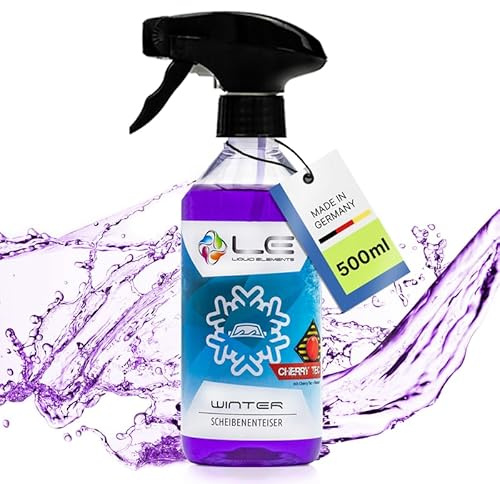 Liquid Elements Winter Scheibenenteiser Spray 1x500ml, Cherry Tec Duft | Enteiserspray wirksam bis -45°C, entfernt Eis ohne Kratzen, verhindert Wiedervereisung