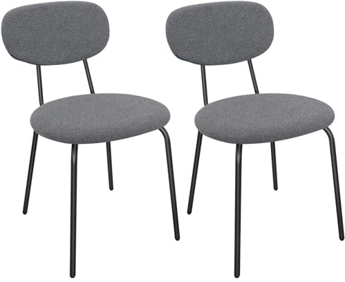 LEWE Esszimmerstühle 2er Set, Stapelbar Polsterstühle, Moderne Küchenstühle mit Unabhängige Rückenlehne, Kleine Runde Metallseitenstühle für Esszimmer, Küche, Restaurant, Schlafzimmer