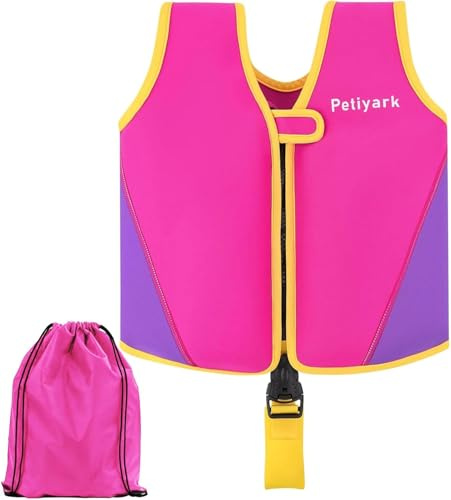 Petiyark Schwimmweste Kinder 2-3 Jahren, Neopren Schwimmhilfe für Kinder, Leicht und komfortabel, Schwimmtraining Unterstützen, Geeignet für Jungen und Mädchen im Alter von 2-3 Jahren, Rosa, S/15-18kg