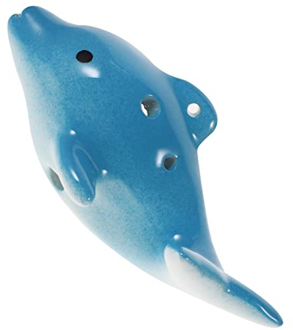 TOYANDONA Dolphin Ceramic Ocarina Small 6-Hole Wind Instrument for Kids Beginners Portable Musical Toy for Children and Adults