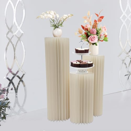 3 Hochzeitsdekoration, Vase, 60 + 80 + 100 cm, aus Karton, Vase, für Hochzeit, Römische Säule, Hochzeit, Sweet Tisch, Dekoration, römisches Papier, Säule, Schaukeltisch, Klapptisch, Faltbarer Blumenst