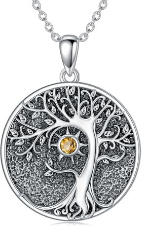CTIEIP Collana con ciondolo a forma di albero della vita, da donna, in argento Sterling, con albero della vita, gioielli per compleanno e Natale, regalo per lei, Oro