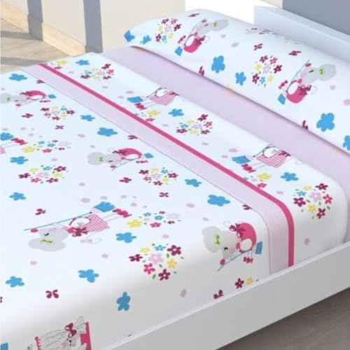 HM'S HOME'SECRET Juego de Sábanas de 100% Microfibra, 3 Piezas, Varios Modelos y Tamaños. (Cama 105cm, Infantil Ratita)