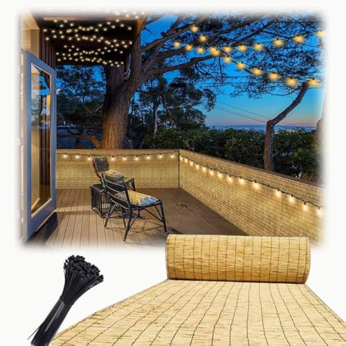 30-180cm Pantalla Privacidad Rollo De Valla De Caña ProteccióN Solar para Exteriores Vallas Decorativas de JardíN Valla de Estera De Bambú para Piscina FáCil Montaje(Natural)