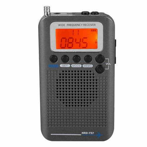 SustVita Multi Band Radio Receiver, Handheld VHF Air Band Scanner with Rechargeable Battery, Frequency Bands: AIR FM AM CB SW, Portable Travel Radio (Black)