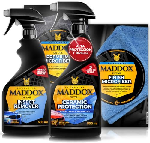 Maddox Detail - Elimina Insectos al Instante y Protege con Tratamiento Cerámico | Incluye Bayetas de Microfibra Premium | Kit Profesional de Limpieza Exterior para Coche