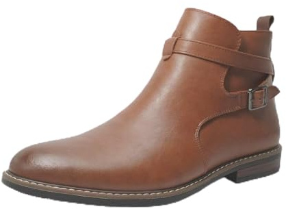 Finishing & Sewing Bottes Jodhpur pour hommes avec sangle à boucle, bottines Chelsea décontractées à enfiler