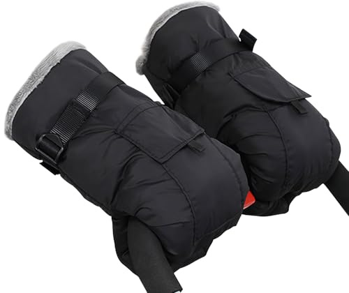 YTACREA Universell barnvagn muff handvärmare, vindtäta vattentäta handskar barnvagn med justerbart gummiband, handmuff barnvagn vinter med varmt plyschmaterial och bomullsinsida