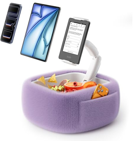 LULULOOK Tablet Pillow Stand for Bed, kindle Pillow Stand for Reading, Adjustable Arm phone & ipad holder for bed for 4.7-14.8 Kindle Holder/Tablet/ipad/Phone, Purple