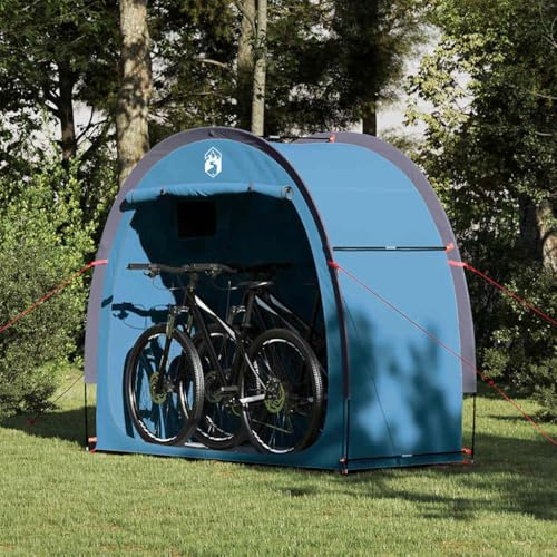 Fahrradgarage mit Dach, Blau, 210 x 90 x 174 cm, Wasserdichtes Outdoor Fahrrad Lagerzelt für Garten, Camping, Pop-up Design, UV-Schutz, Wetterschutz für 2 Fahrräder