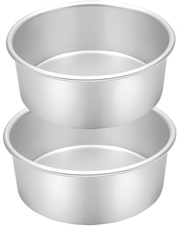 CHLEUI Backform Ø 15 cm rund, 2er Set, runde Kuchenform aus eloxiertem Aluminium für Gleichmäßige Wärmeverteilung & Auslaufsicher, Silber
