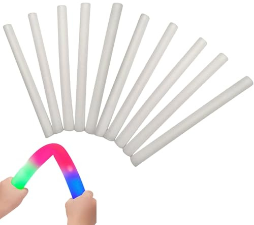 Varillas De Neón Que Brillan En Espuma: Tubos De LED De Algodón, Varillas De Luz Que Brillan En La Oscuridad, Diversión Intermitente Multicolor, Juego De 10 Piezas Para Brillar | Raves Conciert