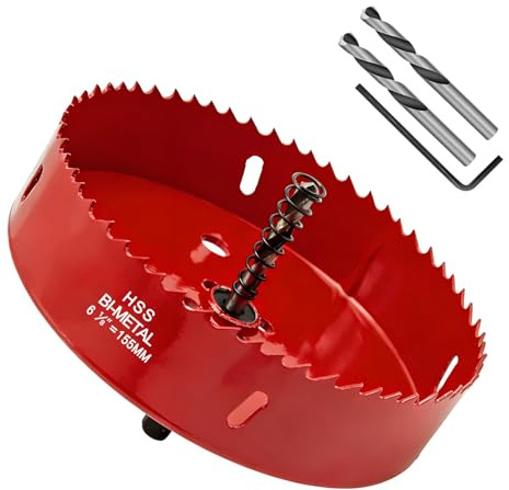 155 mm HSS Bi-Metal Hole Saw，Hole Saw Cutter for Drilling Soft Metal, Wood, PVC Board and Plastic for Cutting Circular Holes