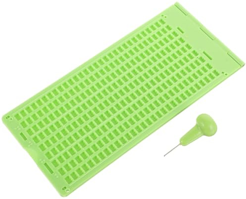 OKUMEYR Tavoletta Braille Kit Punteruolo Compatta e Portatile in Plastica 30 Celle per Scrittura Braille Decor per Festa Scuola e Uso All'aperto