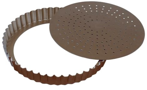 Gobel - Tourtière Ronde Cannelée Perforée - Ø 30 cm - Acier - Revêtement Antiadhérent Bicouche Garanti sans PFAS - Qualité Professionnelle – Fabriqué en France