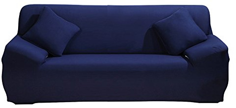 ele ELEOPTION Sofa Überwürfe Sofabezug Stretch elastische Sofahusse Sofa Abdeckung in Verschiedene Größe und Farbe Herstellergröße 195-230cm (Dunkelblau, 3 Sitzer für Sofalänge 170-220cm)