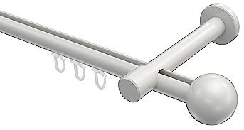 Interdeco Innenlauf Gardinenstangen Weiß 20 mm Ø Prestige Luino, 280 cm