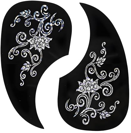 2Pcs Guitar Pickguard, Self-adhensive Comma Shape Guitar Pick Guard Sticker Protector for Acoustic Guitar (Silver) Acoustic Guitar Accessories