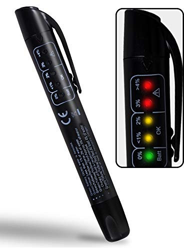 eOUTIL Brake Fluid Tester Pen, Hydraulic Fluid Liquid Oil Moisture Analyzer with 5 LED Indicators, Auto Brake Diagnostic Testing Tool for DOT3 DOT4 Brake Fluid