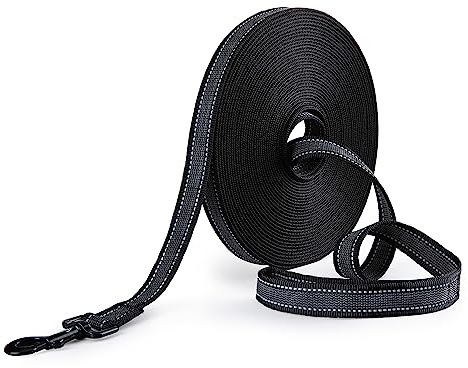 Toozey Hundkoppel, 5 m, 10 m, 15 m, 20 m, gummerad, hundkoppel med rem och förvaringsväska (svart)