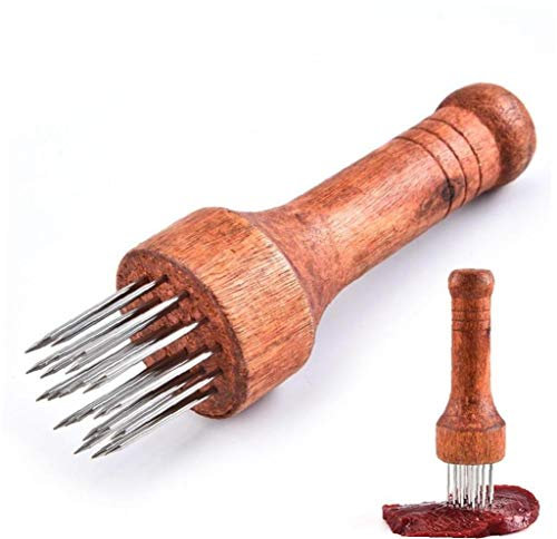 Stainless Steel Meat Tenderizer Mallet Wooden Handle Meat Blades Needle Food Processing Gadget Beef Pork Kitchen Accessories