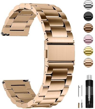Fullmosa Correa de Reloj Para 22mm 20mm 18mm 24mm 16mm 19mm,Correa Metal Liberación Rápida,Pulsera Reloj de Acero Inoxidable para Hombres y Mujeres