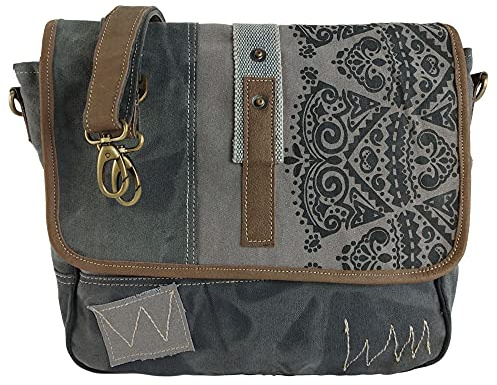 Sunsa Damen Umhängetasche/Messenger Tasche aus grauem Canvas. Große Crossbody Bag Geschenkideen für Frauen/Mädchen, grau