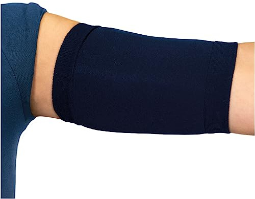 Linphelle Copri Picc in Microfibra - Fascia Copri Picc Braccio in Tessuto Traspirante e di Design, Manicotto Braccio Ideale per PICC, Glucometro, Tatuaggio o Ferite, Blu, Taglia 1