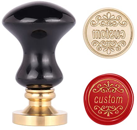Mogokoyo Personalisiert Siegelstempel Wachs Stempel mit Edelstein Griff Vintage Retro Kupfer Siegel Petschaft Kundenspezifische Gravur Segen (Obsidian, Schwarz-Weiß Bild Kundenspezifische)