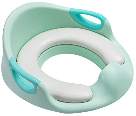 Toilettensitz Kinder, WC Sitz Toilettenaufsatz, Kindertoilettensitzaufsatz mit Sanft Kissen und Spritzschutz, Töpfchentrainer für Jungen und Mädchen, Toilettentrainer für Kinder 1-7 Jahre, Grün