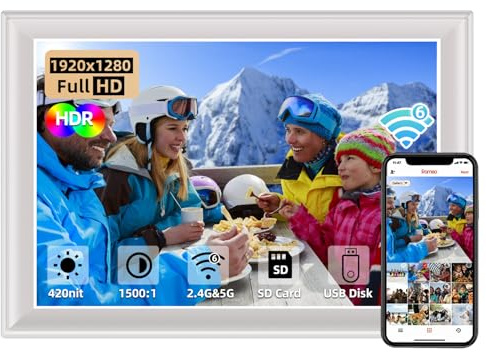64GB 2K 11inch Digital Photo Frame WiFi6&5G Digital Picture Frame 100% sRGB 1920x1280 FHD IPS Touch Screen,Share Photos & Videos via Frameo App, Extend Storage by SD Card and USB Drive,Clock,Weather