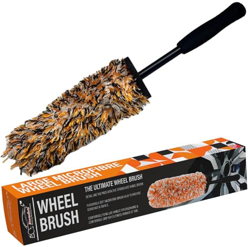 Xtremeauto Soft Head Alloy Wheel Brush - Non-Scratch Metal-Free Car Detailing Cleaner for Motorcycles, Bicycles and Rims (Orange)