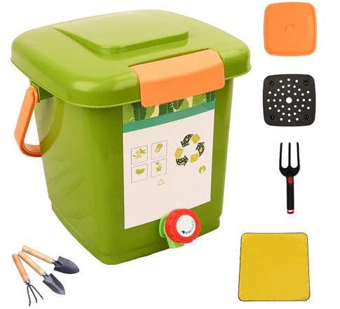 avec Robinet pour Collecter Le Liquide De Compost Composteur 8L/10L/15L/20L Recyclage Pratique des Déchets Alimentaires Composteur Appartement,Style1(8L)-2Set