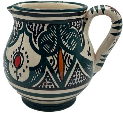 Brocca Caraffa Artigianale Marocchina in Terracotta Ceramica Etnica Marocco Lt. 0,5 Dipinta Mano 1804241112