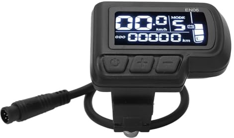 FLEXMAN EN06 LCD Fahrrad Display Messgerät, 6 Poliges Wasserdichtes Kabel, Geschwindigkeitsmesser mit Lichtanschluss, 24 V, 36 V, 48 V, 60 V, Elektrisches Fahrrad Anzeigefeld