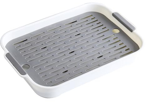 Kanin kattlåda 2 nivåer kanin kattlåda plast rektangulär kanin husdjur toalett hörn sandbricka 25 x 35 cm x 5 cm marsvin sandbricka pottränare, vit L