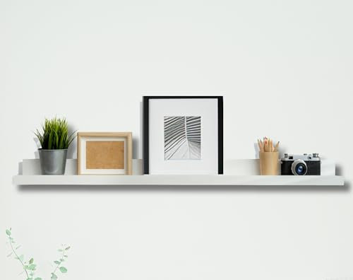 BD ART Mensola sospesa da parete, per cornici fotografiche, libri, 50 cm, bianco, set da 1, mensola, scaffale per presentazione, decorazione per soggiorno, cucina, studio