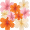 Decoration Fete Lot de 9 Fleurs Papier, Décorations d'anniversaire, Festival Guirlande Papier, Décorations D'éventails en Papier Beige, Rose Clair, Orange pour les Anniversaires, les Mariages
