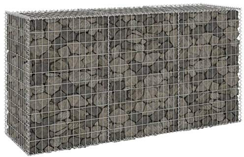 IKAYAA Gabbioni Metallici per Pietre Gabbia Sassi per recinzioni, muri di Sostegno Gabbia Sassi con Copertura Gabbione in Rete in Acciaio Zincato - 200 x 60 x 100 cm