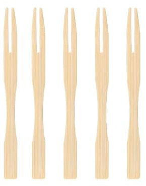 Bamboo Forks Disposable 200, Small Cocktail Forks Two Prongs Fruit Food Picks Natural Wood Tableware Cutlery Biodegradable Wooden Chip Forks Mini Canape Spoons For Cake Salad Food Party Buffets