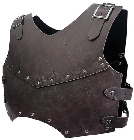 Mittelalterliche Kunstleder Brustpanzer Retro Söldner Ritter Bogenschütze Oberkörper Rüstung Wikinger Weste Rüstung Cosplay Ren Faire Kostüm, Braun, Standard