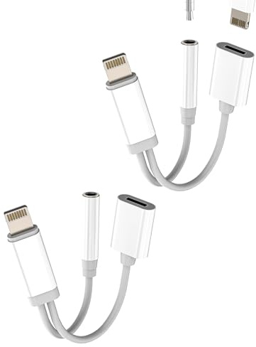 Adaptateur Lightning vers Prise Jack 3,5 mm Aux (2 pièces) répartiteur écouteurs et Chargeur pour iPhone 14 13 Pro Max câble Audio pour iPad connecteur pour Apple Accessoires Voiture convertisseur