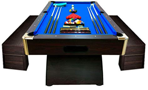 Mesa de Billar 8 pies Profesional con Accesorios para Carambola y Snooker - Mesa de Billar para Adultos con Bancos de Almacenamiento - Bellagio